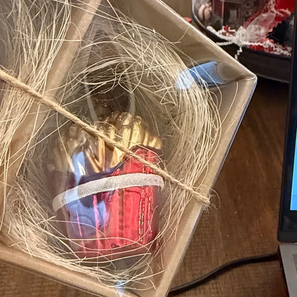 Festive Glass Ornament Set - Hamburger- Pizza-Fries